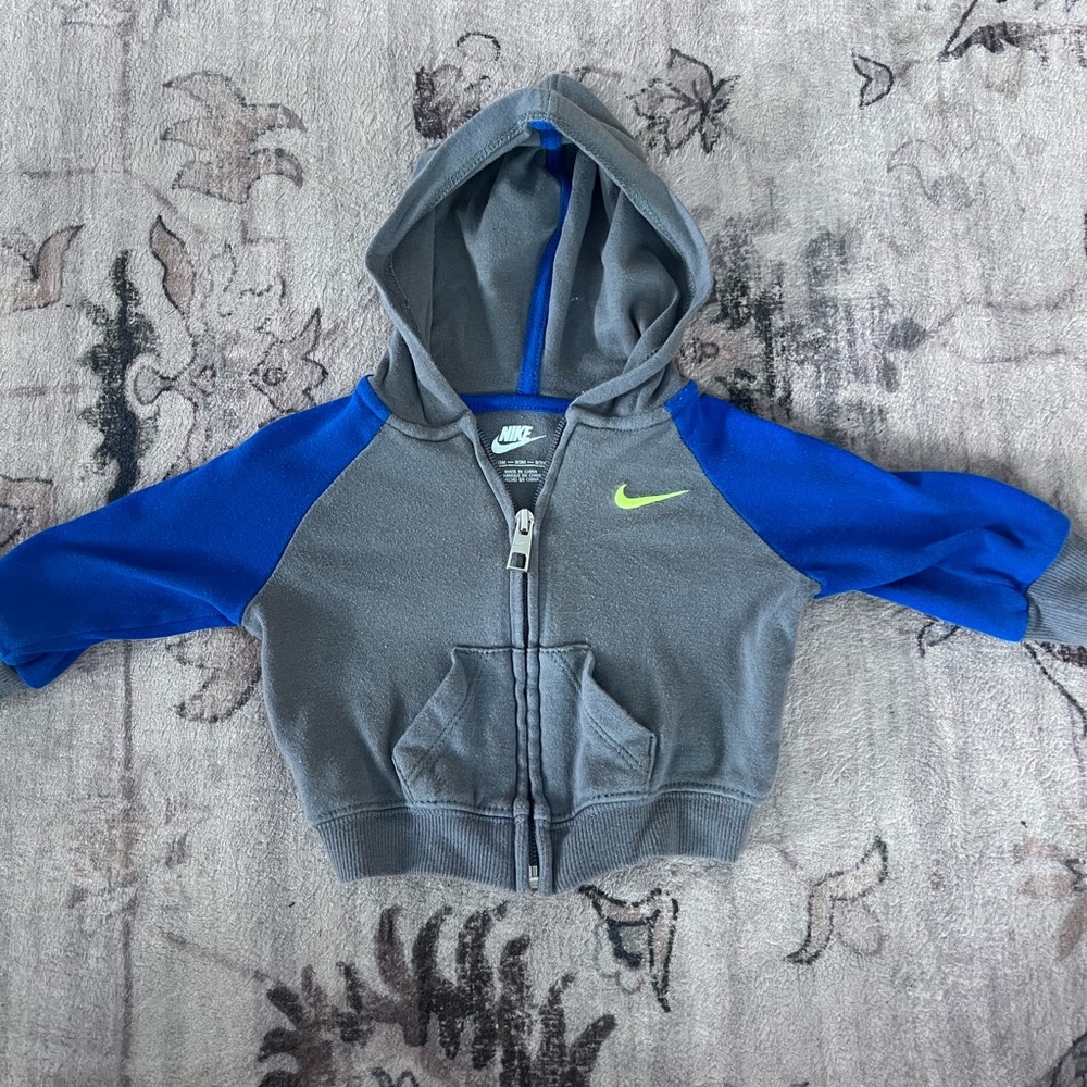 Nike Kids Gray and Blue Zip-Up Hoodie